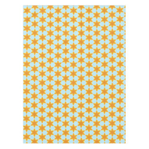 Nappe Motif tropical carambole bleu orange