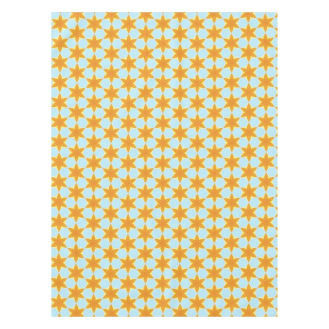 Nappe Motif tropical carambole bleu orange  (Devant)
