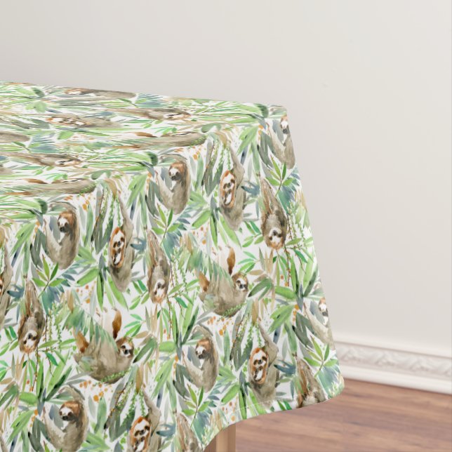 Nappe Motif tropical de paresse d'aquarelle (In Situ)