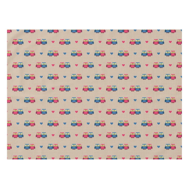 Nappe Motif vérifié avec des hiboux d'amour (Devant (Horizontal))