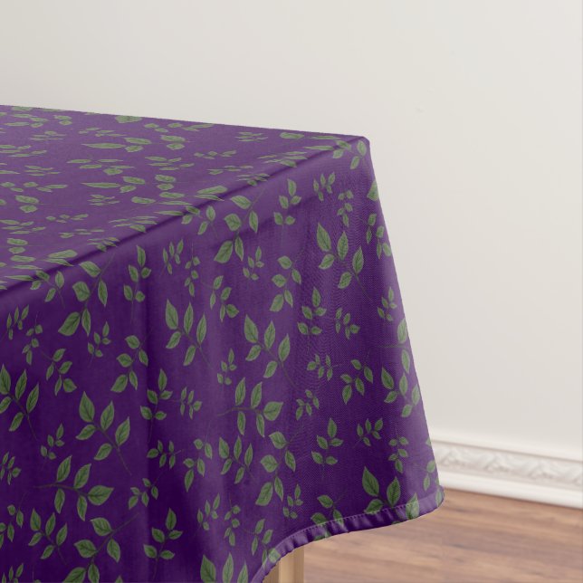 Nappe Motif vert violet feuilles élégant (In Situ)
