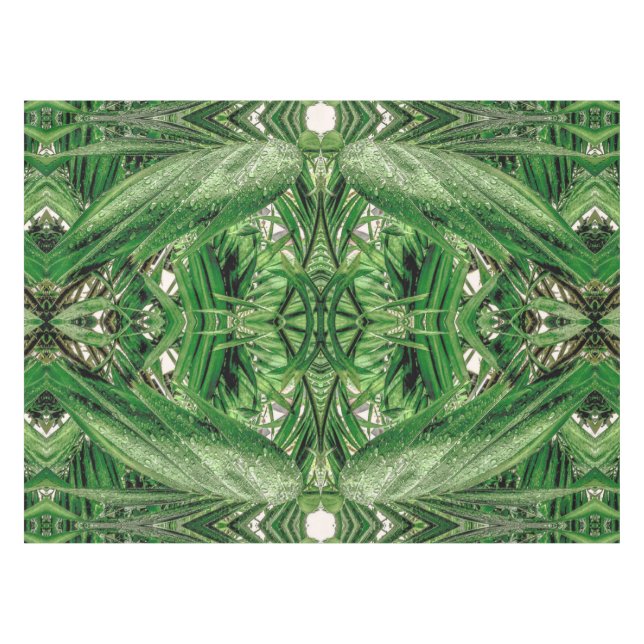 Nappe Motif Verts et Gouttes de Pluie (Devant (Horizontal))