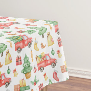 Nappe Motif Vintage de camion rouge Noël