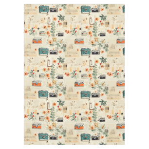 Nappe Motif vintage Floral & Caméra (6)