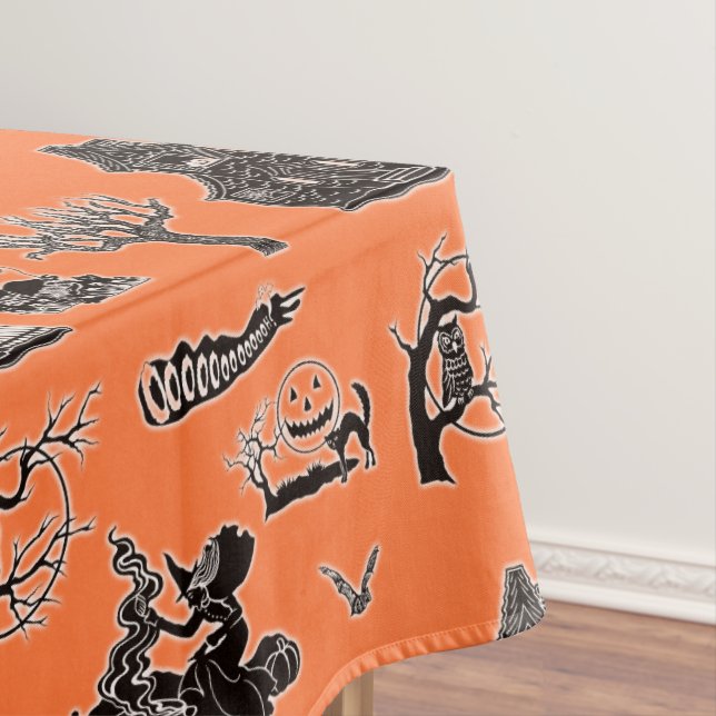 Nappe Motif vintage Halloween orange et noir (In Situ)