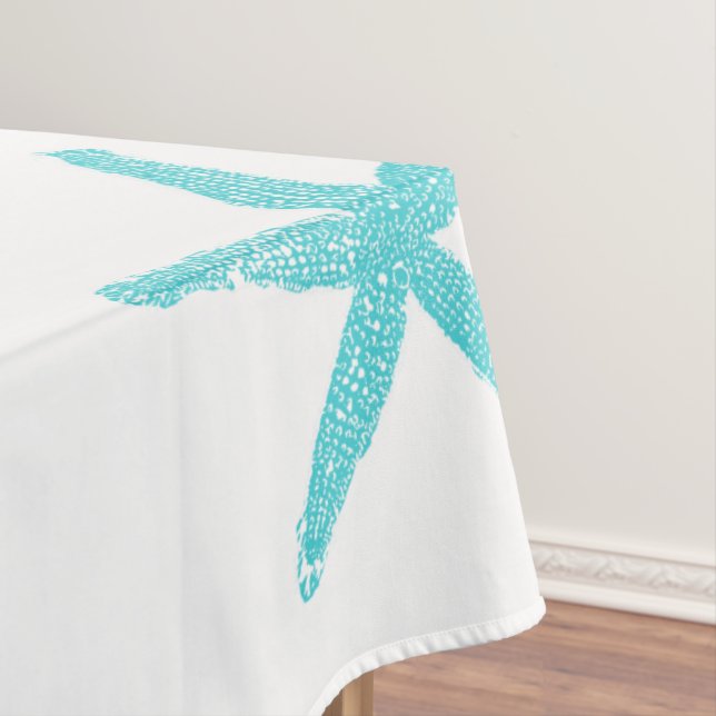 Nappe Motifs de poisson étoilé Turquoise Blue White Eleg (In Situ)