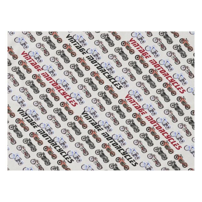 Nappe MOTOCYCLES vintages rouge blanc gris noir (Devant (Horizontal))