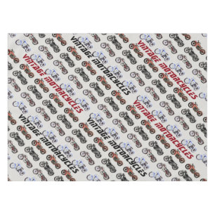 Nappe MOTOS ANCIENNES rouge blanc gris noir