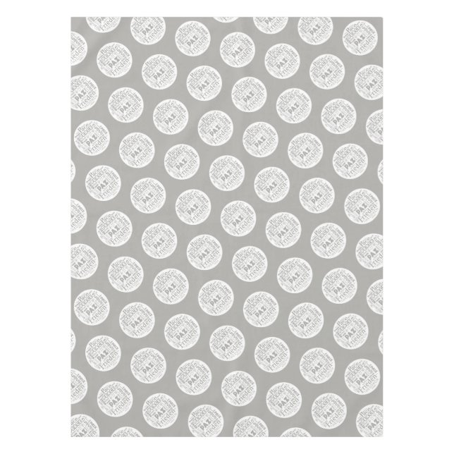 Nappe Mots de paix multilingue en tissu de table. (Devant)