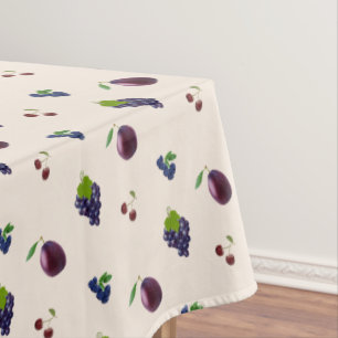 Nappe Myrtilles Royal Purple, Raisins sur fond beige cla