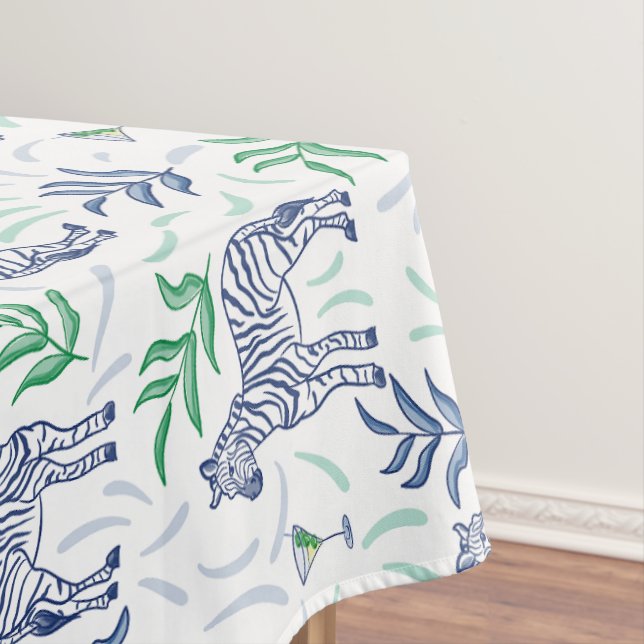 Nappe Navy Zebra Martini / Cocktail de fête Préppy Blanc (In Situ)