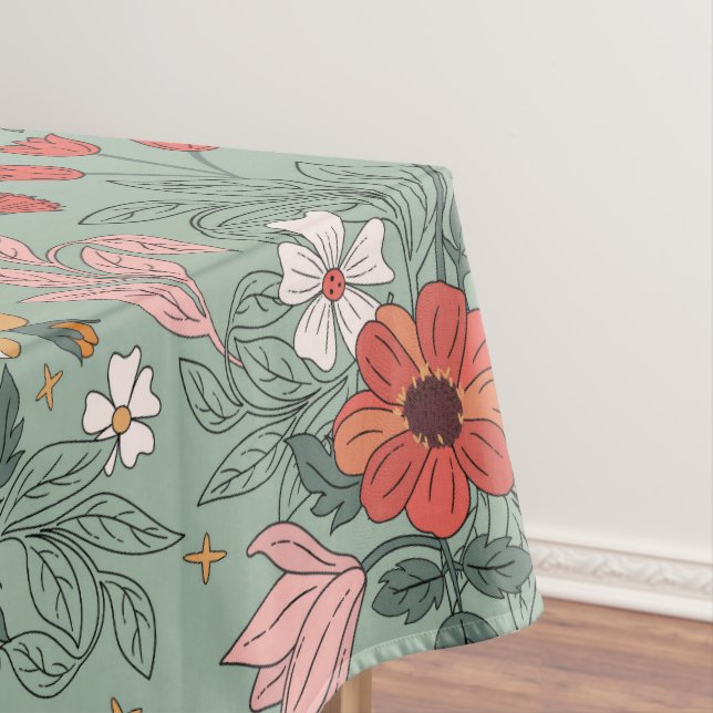 Nappe Noël botanique floral élégant Sage Green (In Situ)