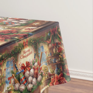 Nappe Noël de baseball thème pour le joueur