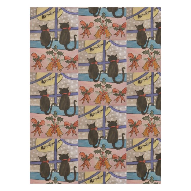 Nappe Noël de chat noir (Devant)