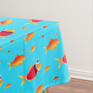 Nappe Noël de la Père Noël de poisson rouge sous-marin