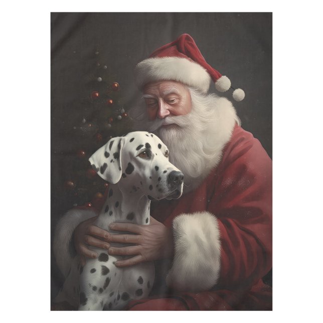 Nappe Noël festif Dalmatien avec le Père Noël (Devant)