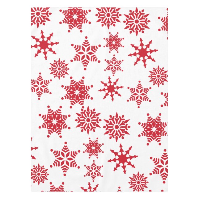 Nappe Noël Festin Rouge & Blanc Snowflakes Tab Étoiles (Devant)