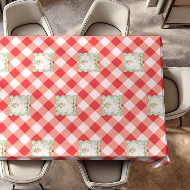 Nappe Noël Gingham personnalisé avec photo (Créateur téléchargé)