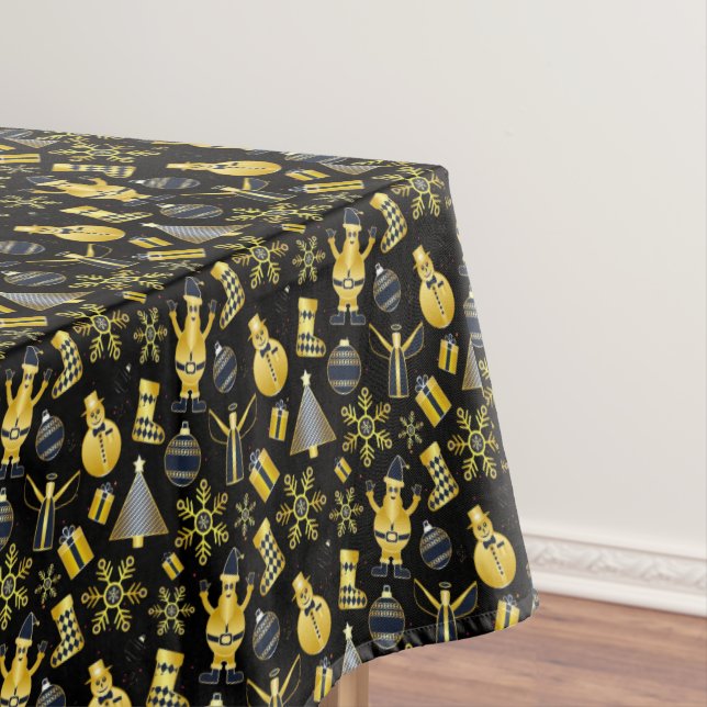 Nappe Noël Gold Père Noël Snowman Stocker Motif (In Situ)