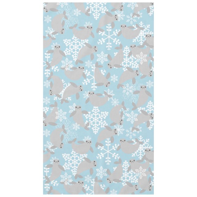 Nappe noël manat hiver bleu flocons de neige (Devant)