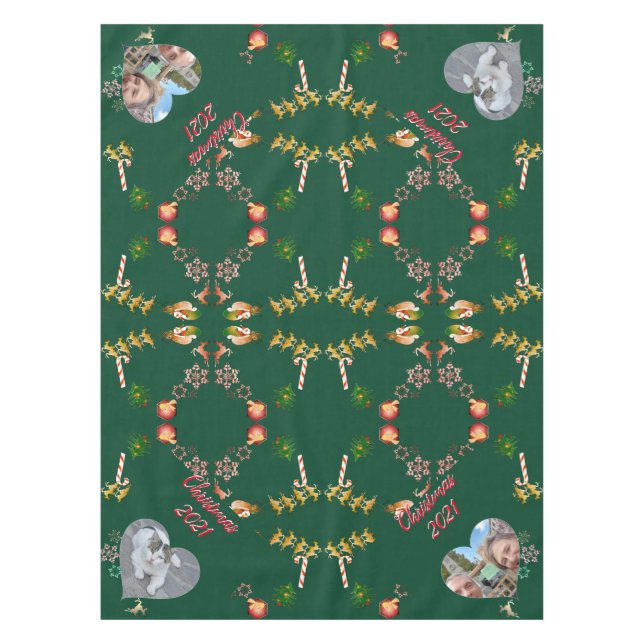 Nappe Noël Père Noël et Reindeer 2 Photos Écharpe (Devant)