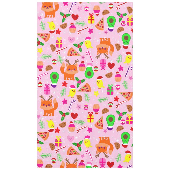 Nappe noël pizza chick oiseau avocado rose (Devant)