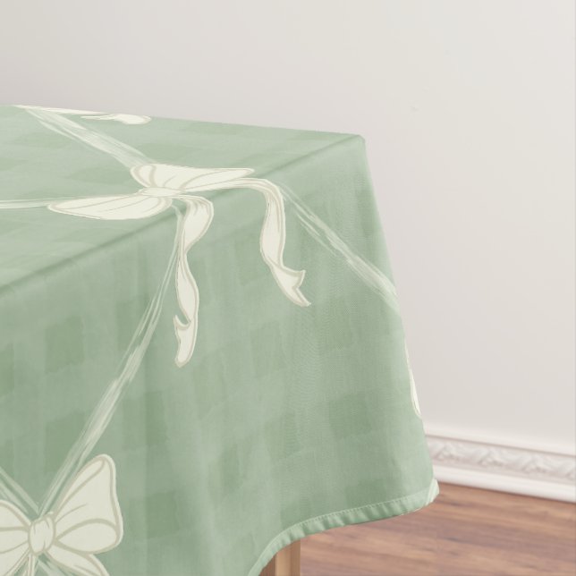 Nappe Nœuds Coquette Motif Gingham Crème Vert Sauge  (In Situ)