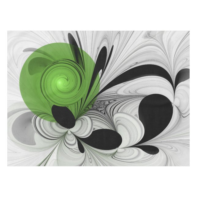 Nappe Noir Abstrait et blanc avec art fractal vert (Devant (Horizontal))