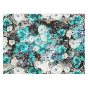 Nappe Noir blanc turquoise de turquoise florale