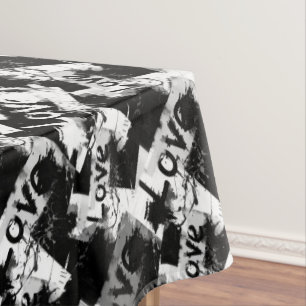 Nappe Noir et blanc avec des taches motif d'amour