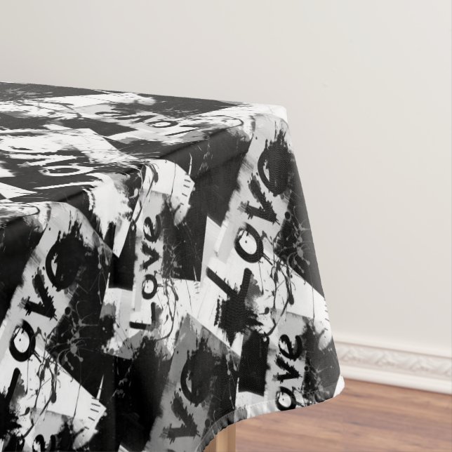 Nappe Noir et blanc avec des taches motif d'amour (In Situ)