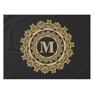 Nappe Noir et monogramme élégant d'or
