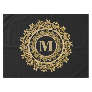 Nappe Noir et monogramme élégant d'or