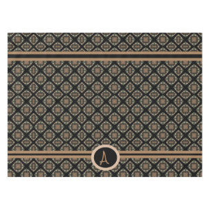 Nappe Noir & Or Moderne Motif de Monogramme classique