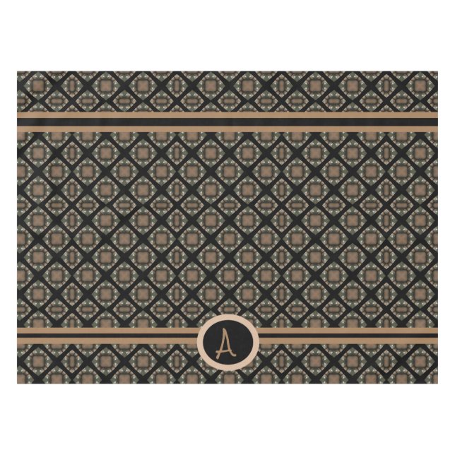 Nappe Noir & Or Moderne Motif de Monogramme classique (Devant (Horizontal))