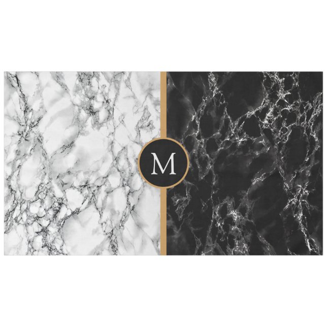 Nappe noire et blanche Monogramme Votre lettre (Devant (Horizontal))