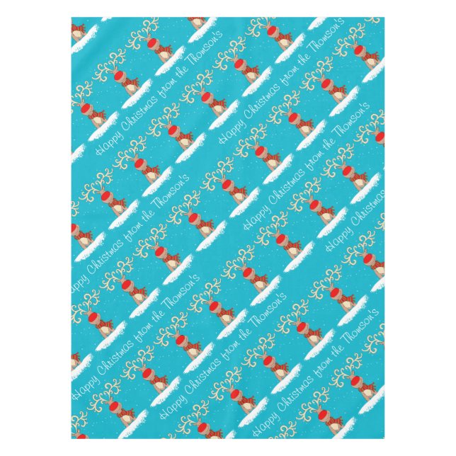 Nappe Nom de famille personnalisé de Noël heureux de (Devant)