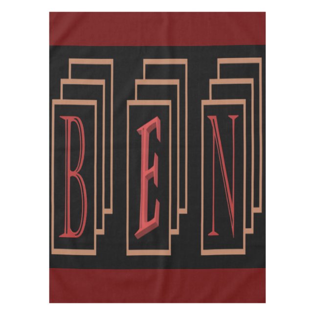 Nappe Nom de l'enclos dans l'art couleurs rouge noir or (Devant)