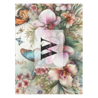 Nappe Nom du monogramme Fleurs tropicales Aquarelle feui