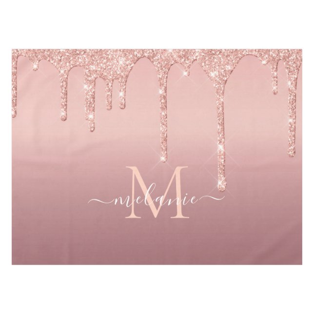 Nappe Nom du monogramme Rose Parties scintillant de bril (Devant (Horizontal))