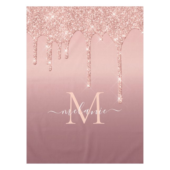 Nappe Nom du monogramme Rose texte Parties scintillant d (Devant)