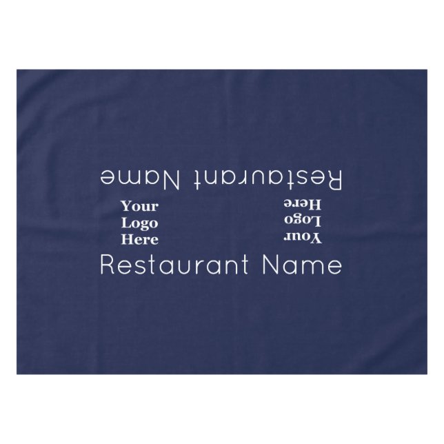 Nappe Nom du restaurant Bleu foncé et Blanc Votre logo i (Devant (Horizontal))