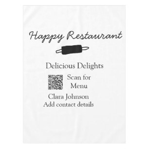 Nappe Nom du restaurant scan QR menu ajouter les coordon