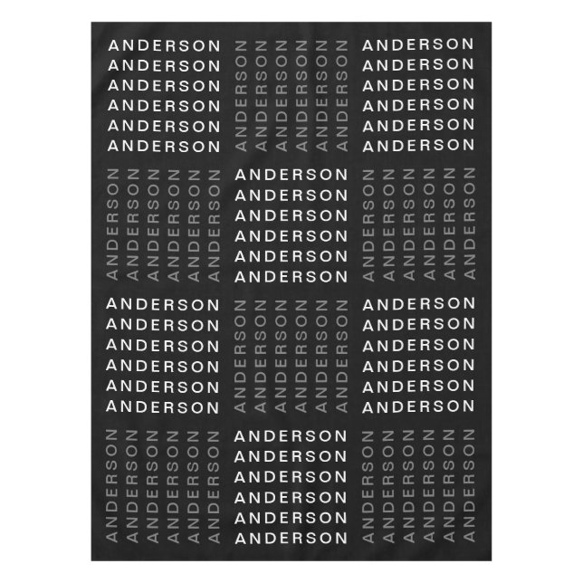 Nappe Nom ou mot Motif gris noir et blanc (Devant)