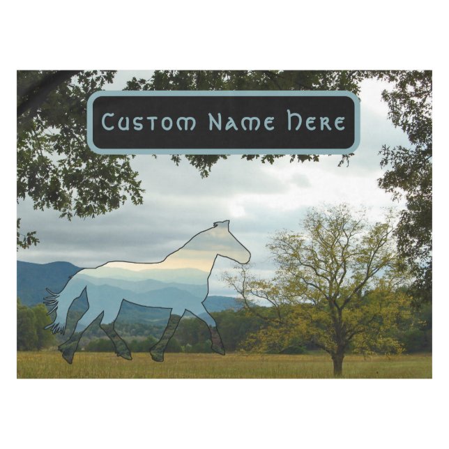 Nappe Nom personnalisé Cheval Silhouette Mounts Champ (Devant (Horizontal))