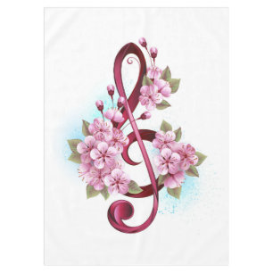 Nappe Notes de clef musicale en treble avec des fleurs S