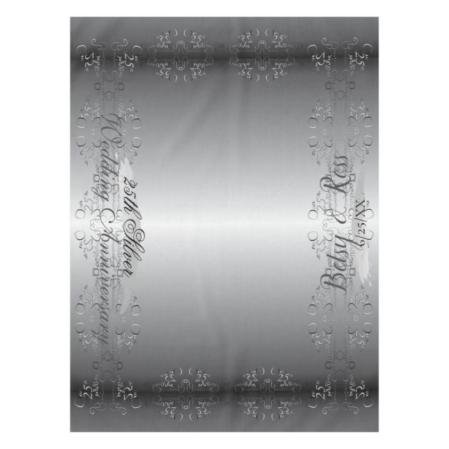 Nappe "Notre 25e anniversaire Mariage" Silvery écrit à l (Devant)