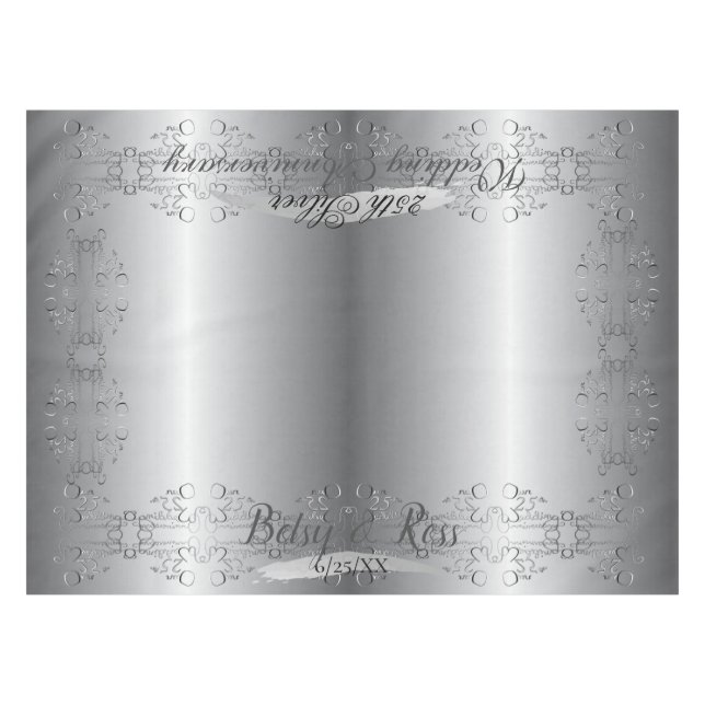 Nappe "Notre 25e anniversaire Mariage" Silvery écrit à l (Devant (Horizontal))