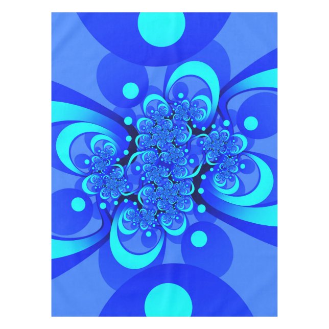 Nappe Nuances de bleu Art fractal abstrait moderne (Devant)