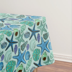 Nappe Nuances des coquillages et du motif bleus